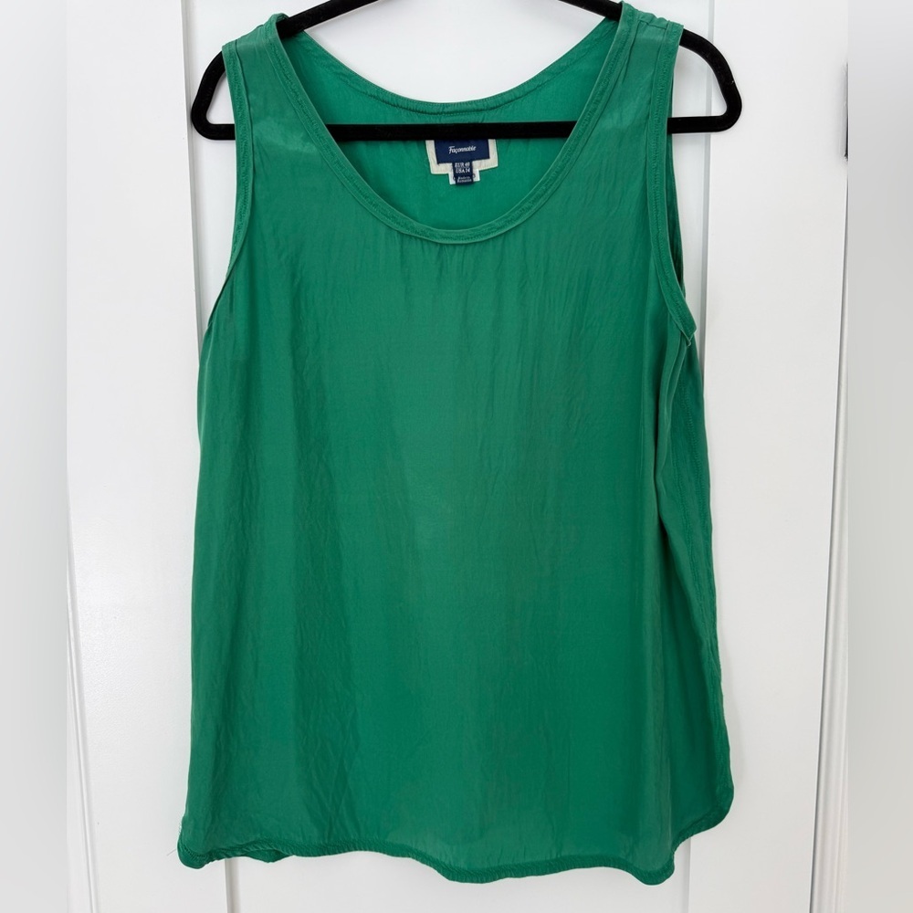 Faconnable 100% Silk Green Tank Top Blouse EU 46 US 14 Luxe Quietly Luxury